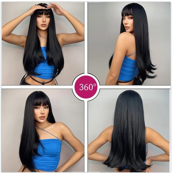 Long Dark Black Wig - Picture 5 of 5